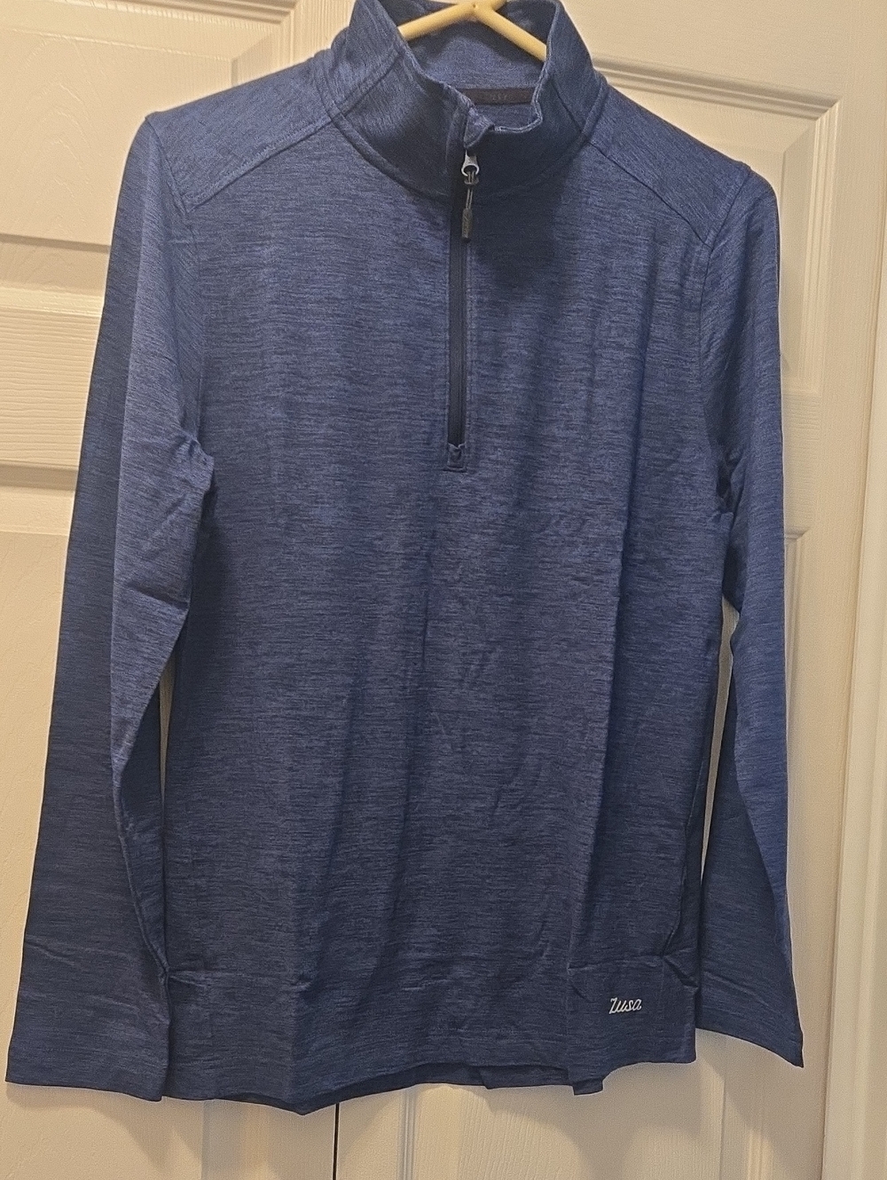 Zusa Heathered Blue Quarter-Zip Pullover